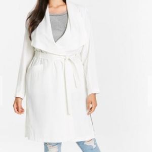 Simply Be White Waterfall Trench Coat Size 26